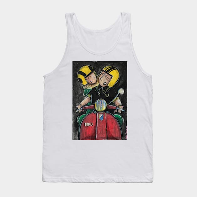 Retro Scooter, Classic Scooter, Scooterist, Scootering, Scooter Rider, Mod Art Tank Top by Scooter Portraits